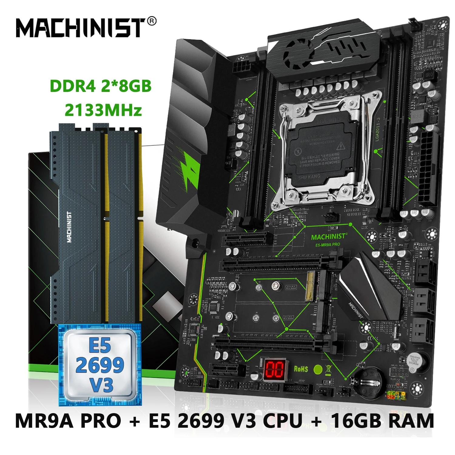 MACHINIST X99 ŰƮ  LGA 2011-3 Ʈ, Xeon E5 2699 V3 CPU μ, DDR4 2x8GB RAM ޸, 4 ä Nvme M.2 MR9A PRO